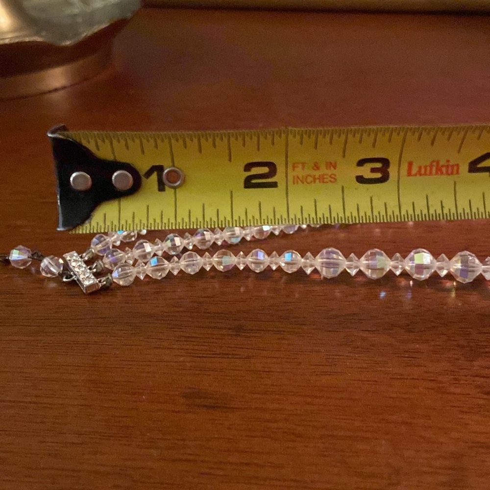 Vintage triple strand Aurora borealis graduated bead choker necklace 14 inch - Picture 6 of 12